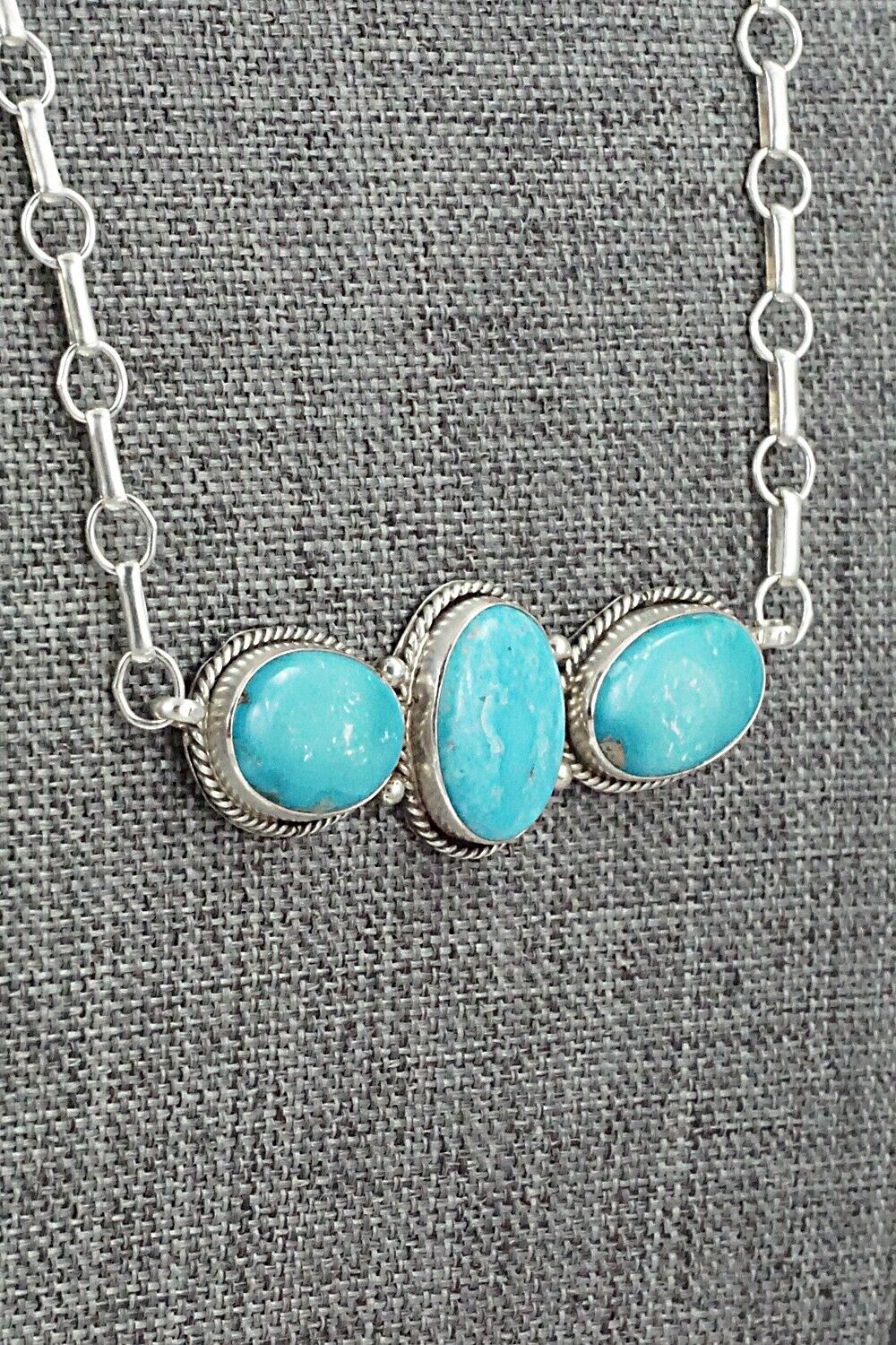 Turquoise & Sterling Silver Necklace and Earrings Set - Rena Begay