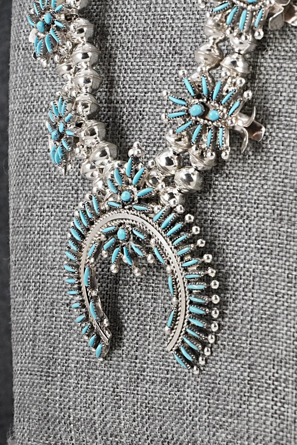 Turquoise & Sterling Silver Squash Blossom Set - Lorna Mahkee