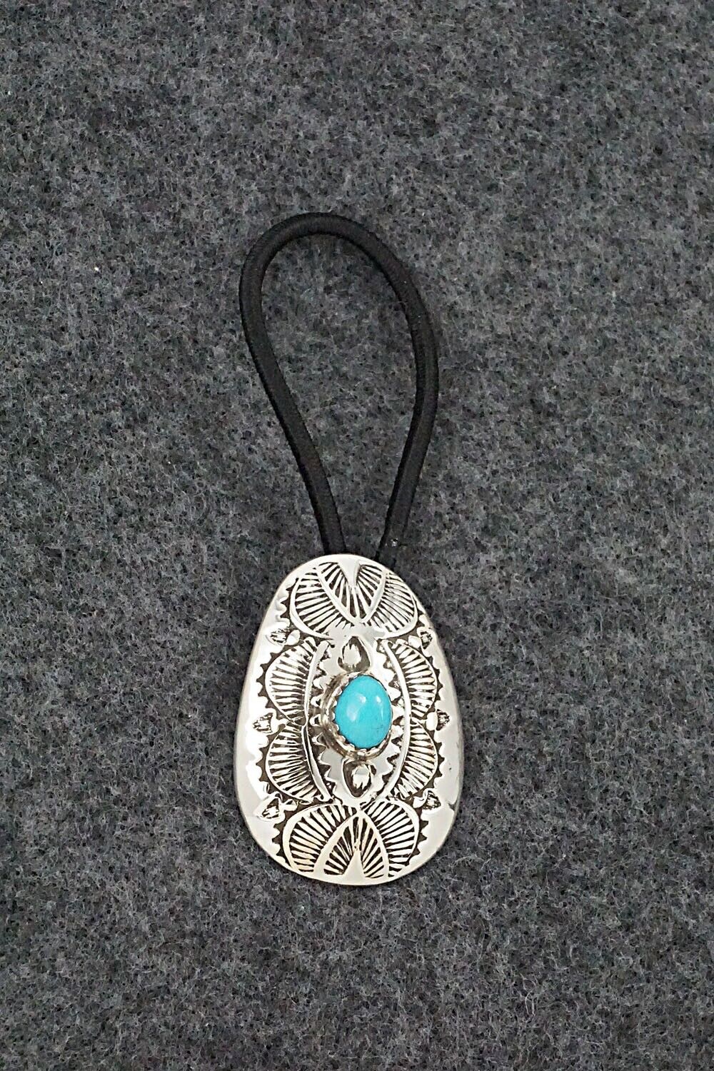 Turquoise & Sterling Silver Hair Tie - Shirley Skeets