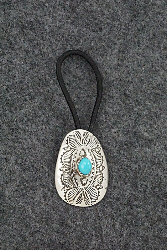 Turquoise & Sterling Silver Hair Tie - Shirley Skeets