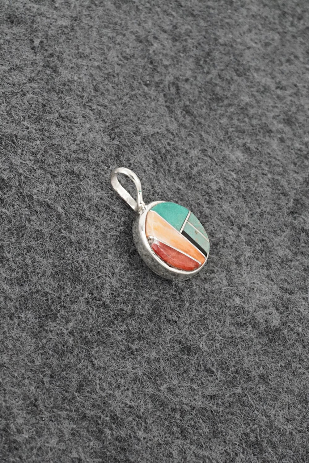 Turquoise, Spiny Oyster & Sterling Silver Pendant - Joseph Martinez