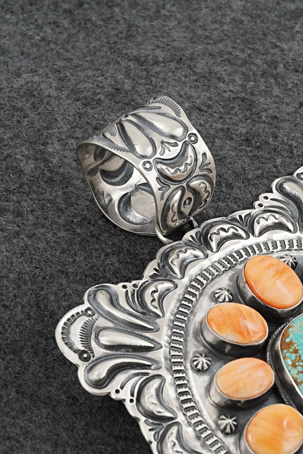 Turquoise, Spiny Oyster & Sterling Silver Pendant - Randy Boyd