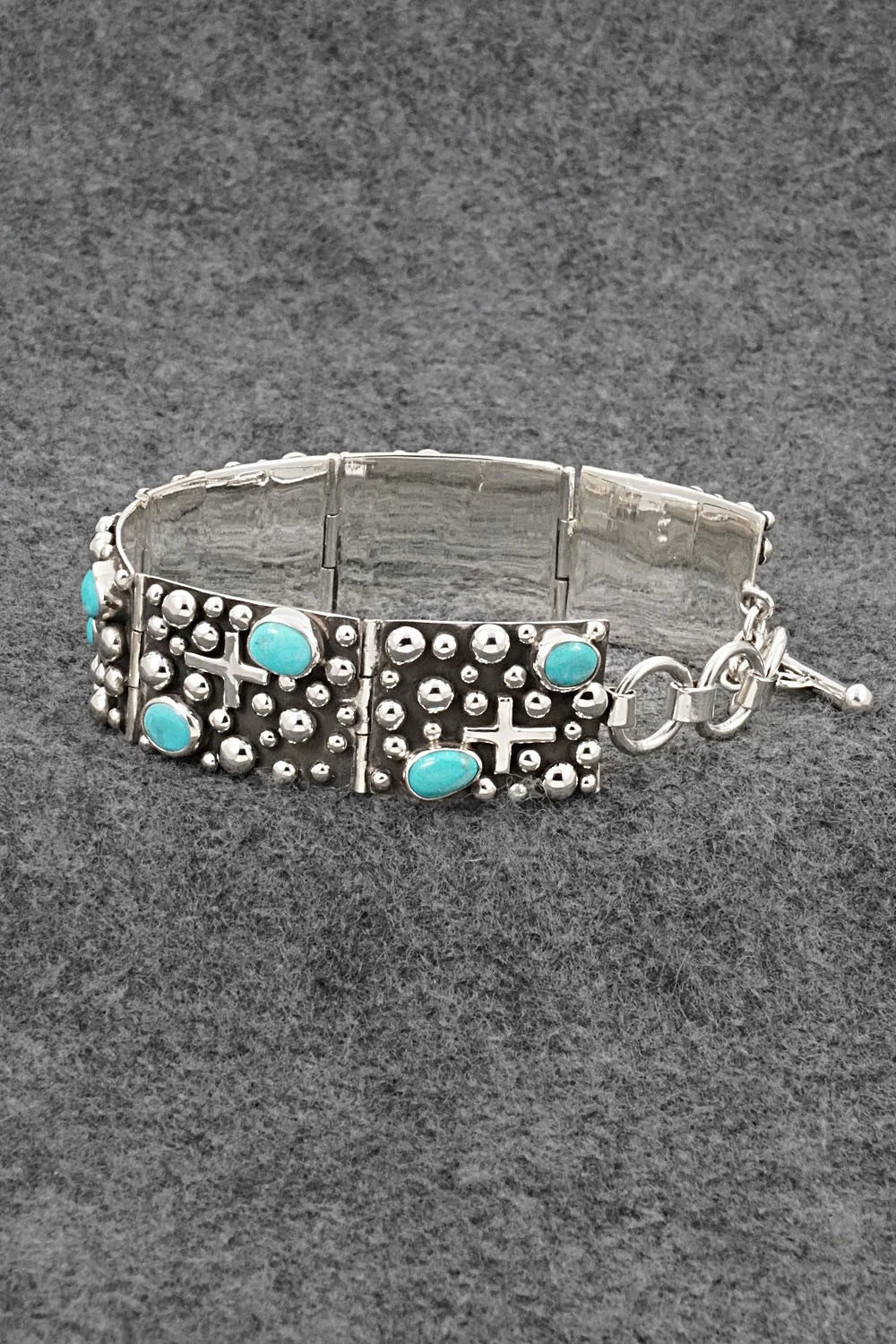 Turquoise & Sterling Silver Link Bracelet - Akee Douglas