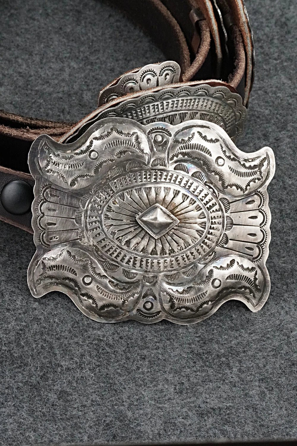 Sterling Silver & Leather Concho Belt - Dan Morgan