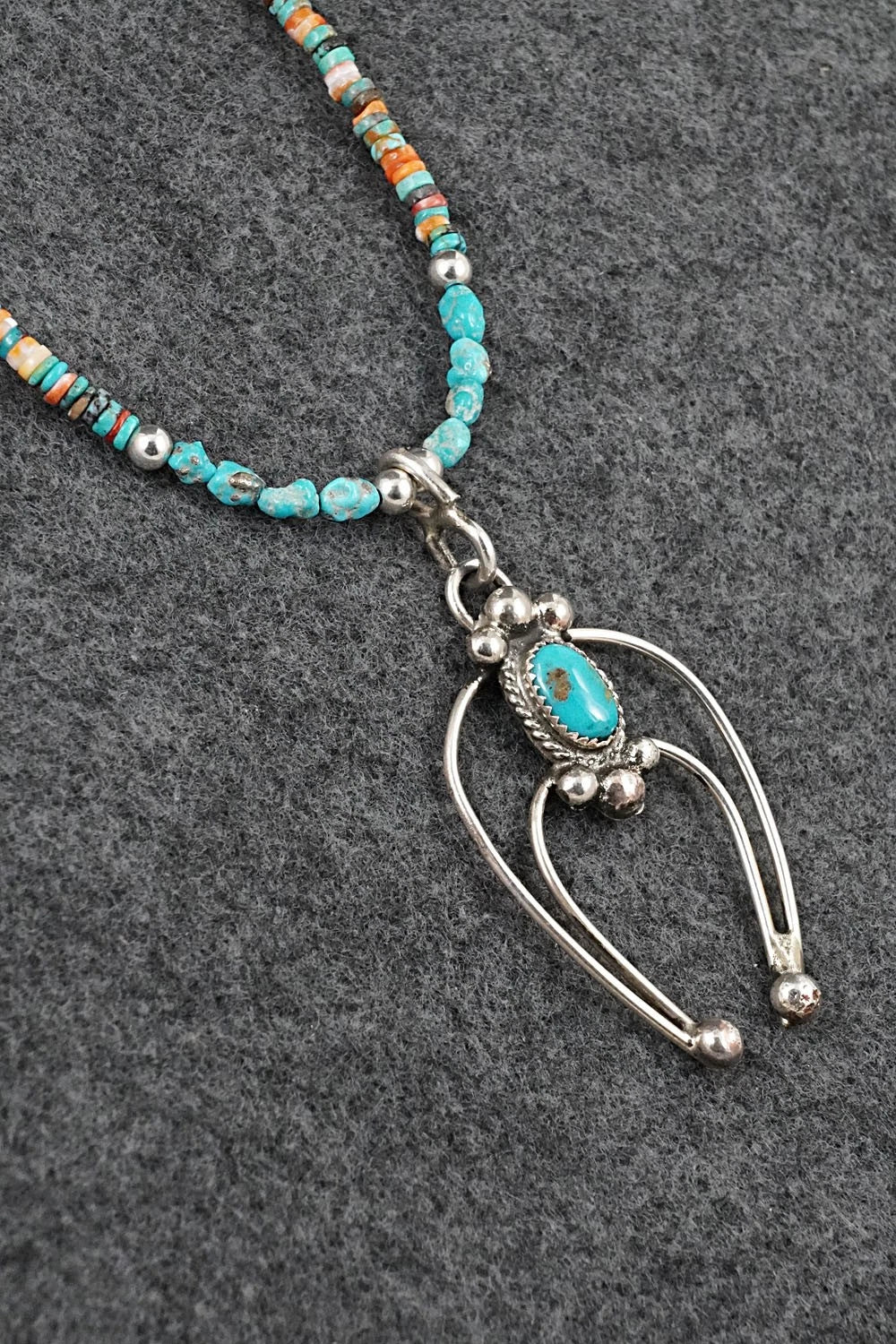 Spiny Oyster, Turquoise & Sterling Silver Necklace Set - Erika Brown