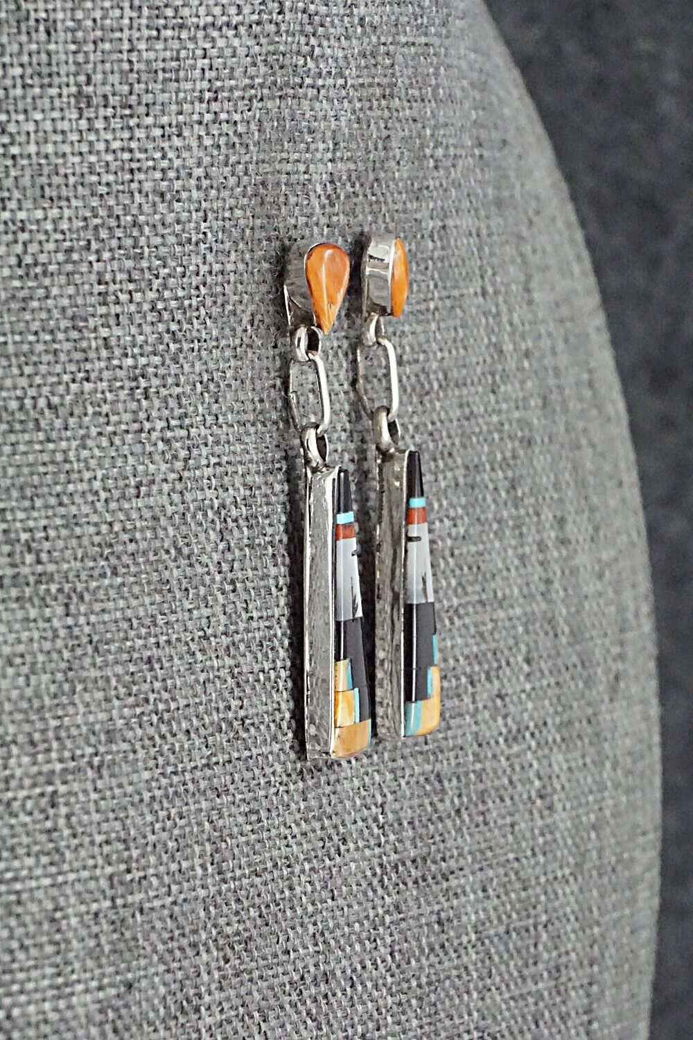 Multi-Stone Inlay & Sterling Silver Earrings - Jason Bobelu