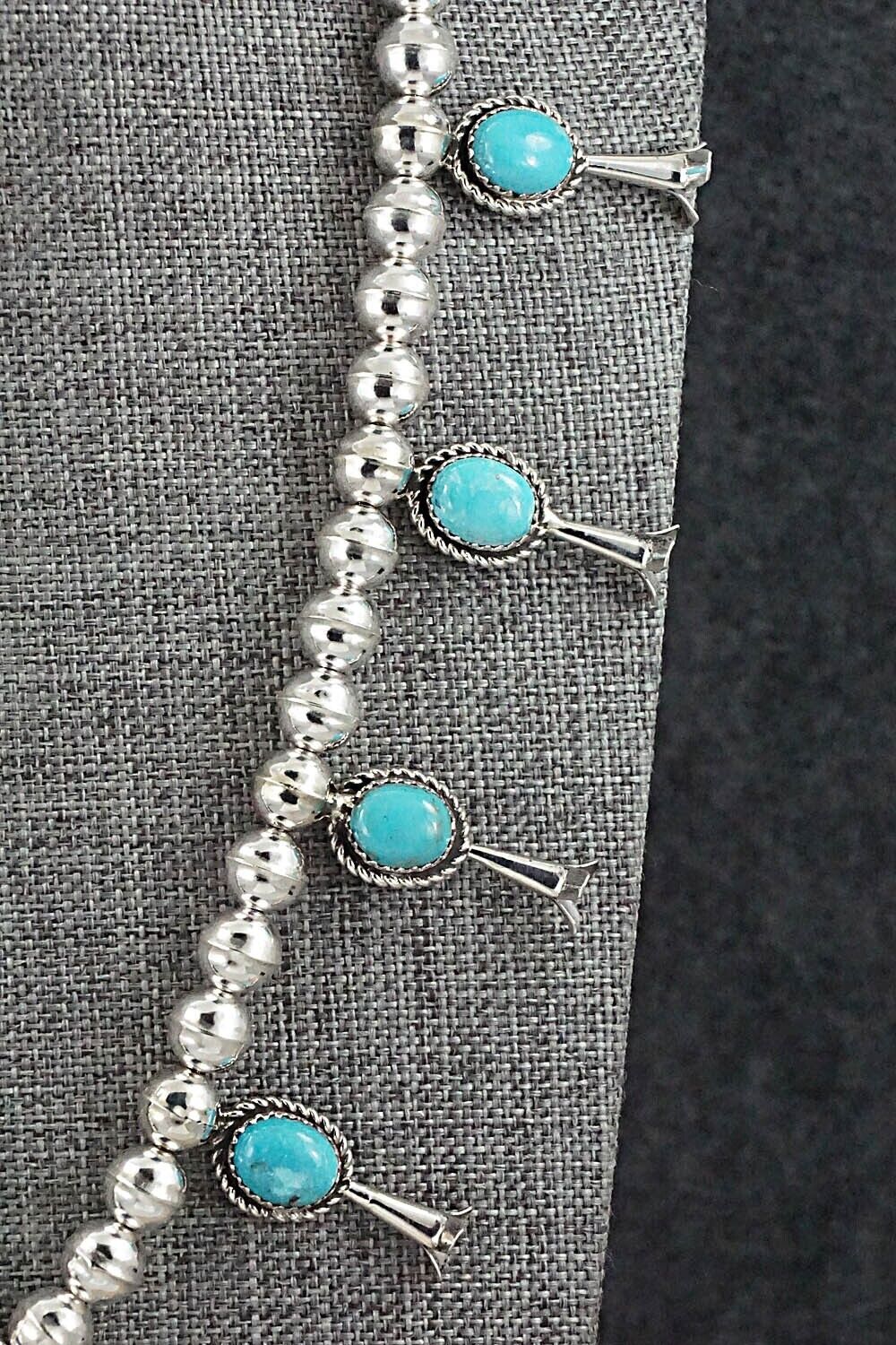 Turquoise & Sterling Silver Squash Blossom Necklace - Phil Garcia