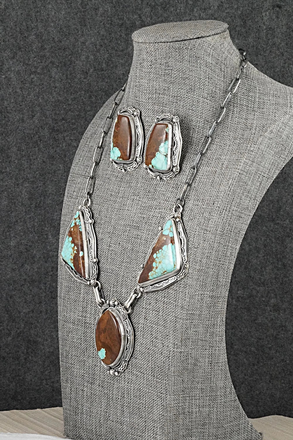Turquoise & Sterling Silver Necklace and Earrings Set - Randy Boyd