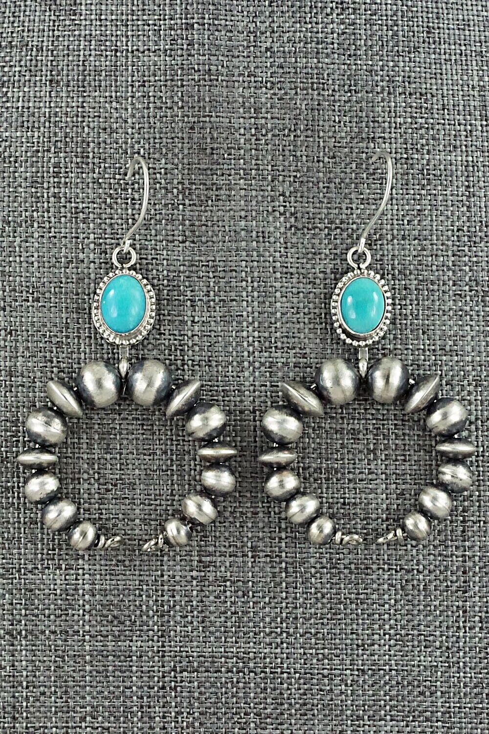 Turquoise & Sterling Silver Navajo Pearl Earrings - Grace Kenneth