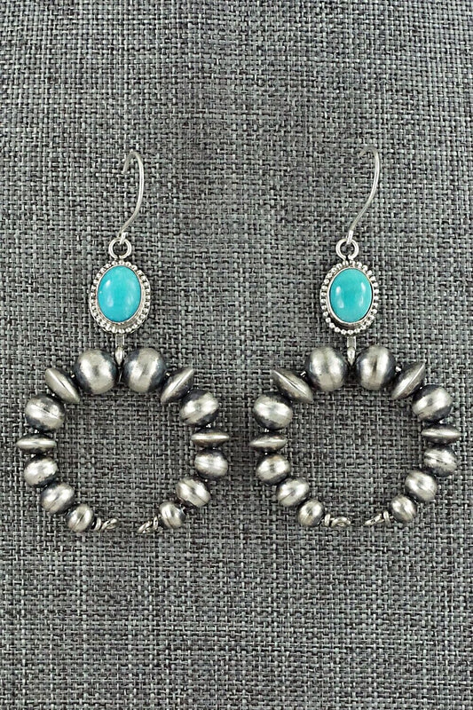 Turquoise & Sterling Silver Navajo Pearl Earrings - Grace Kenneth