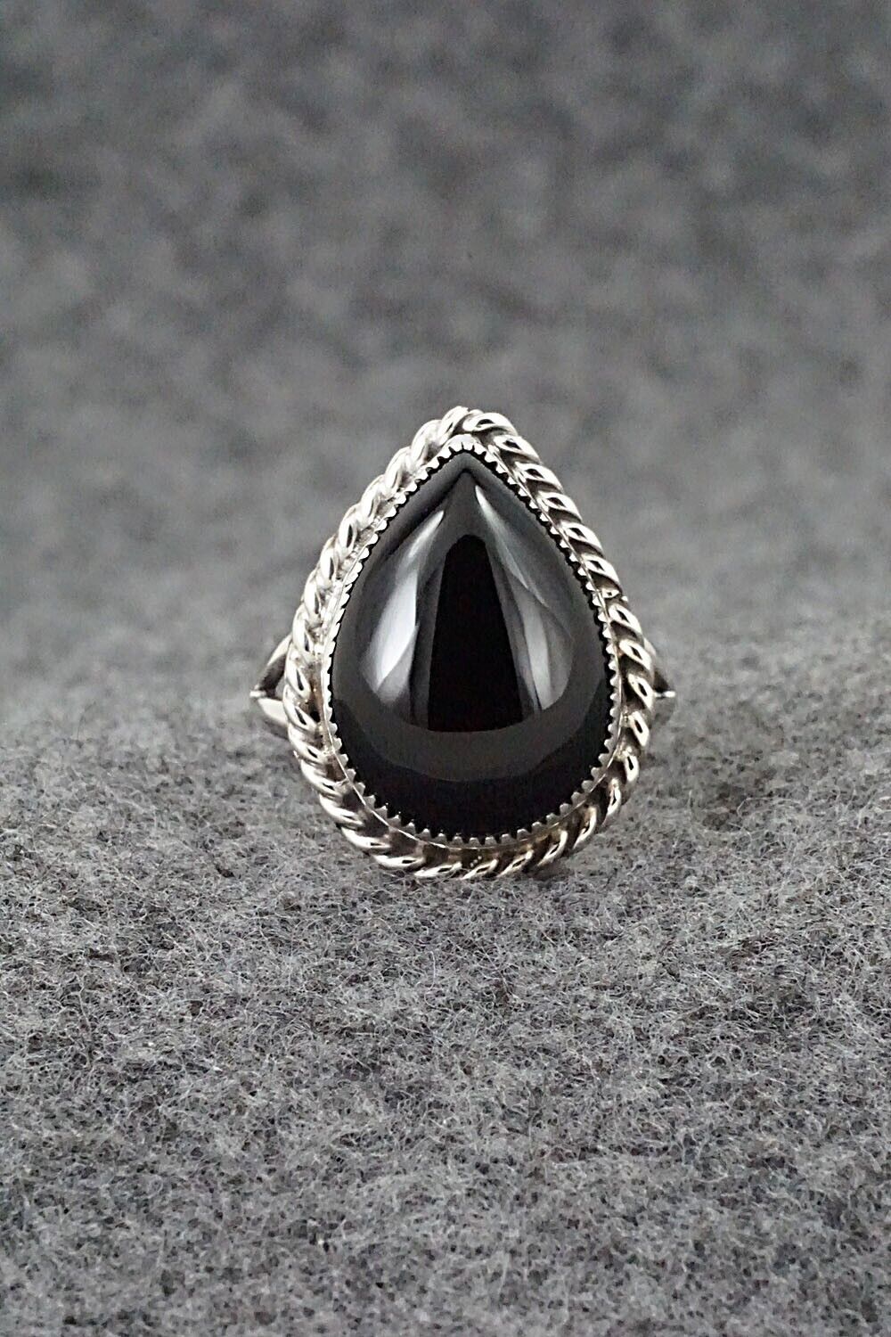Onyx & Sterling Silver Ring - Arlene Lewis - Size 7