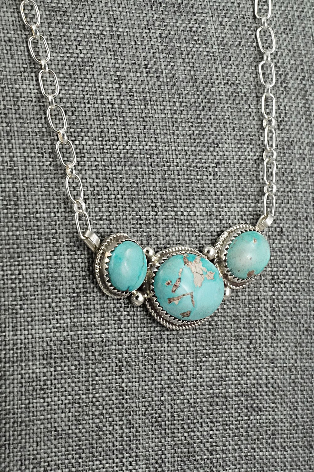 Turquoise & Sterling Silver Necklace - Ernest Hawthorne