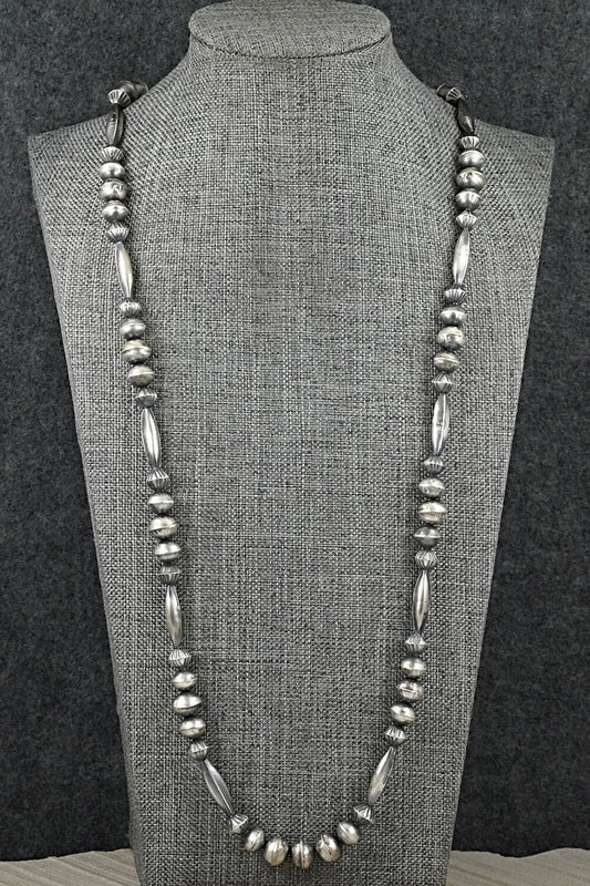 Sterling Silver Navajo Pearl Necklace 28" - Vintage