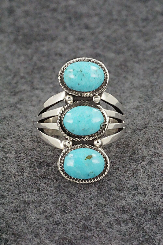 Turquoise & Sterling Silver Ring - Sheena Jack - Size 8