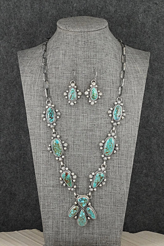 Turquoise & Sterling Silver Necklace and Earrings Set - Kathleen Livingston