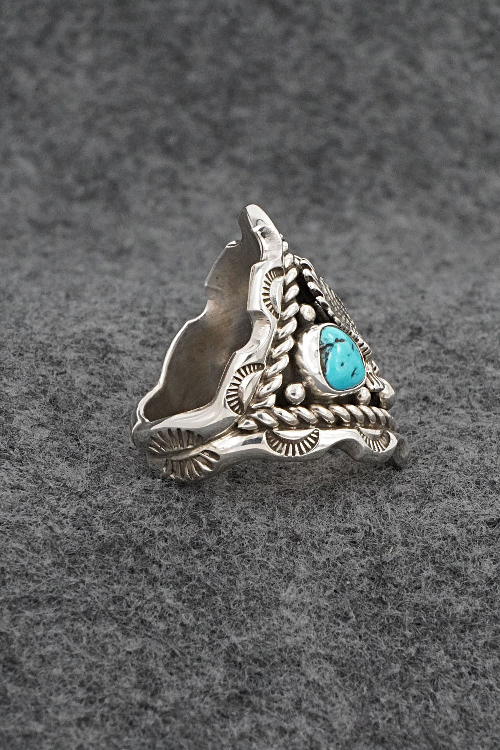 Turquoise & Sterling Silver Ring - Melvin Jones - Size 9.5