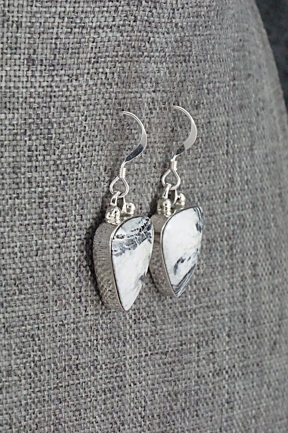 White Buffalo & Sterling Silver Earrings - David Lopez