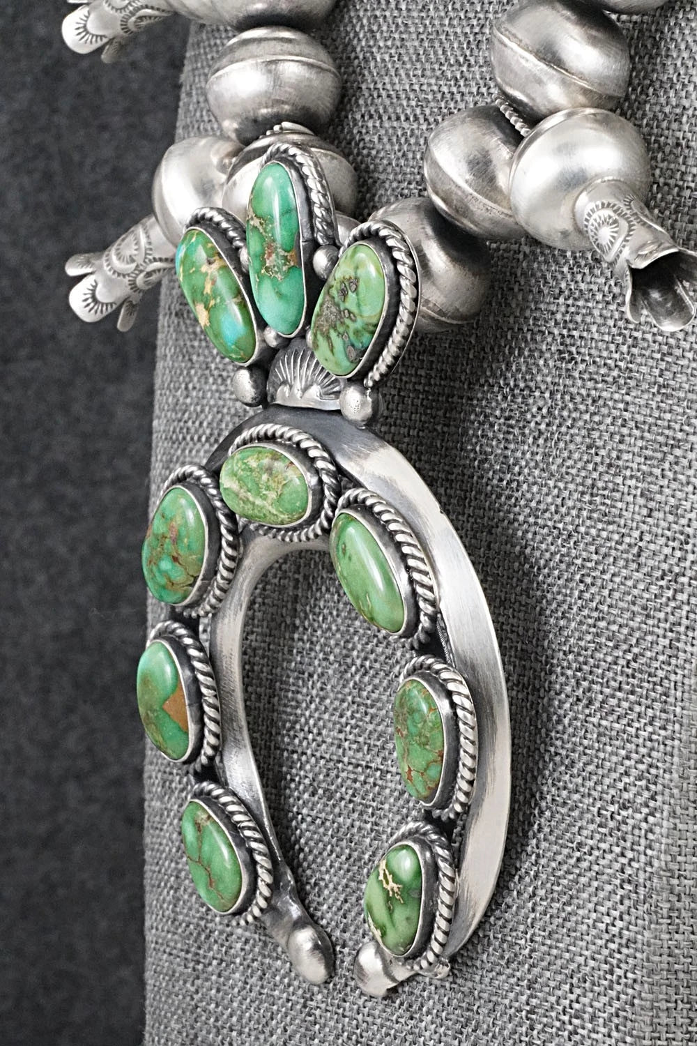 Turquoise & Sterling Silver Squash Blossom Necklace - Chris Hale