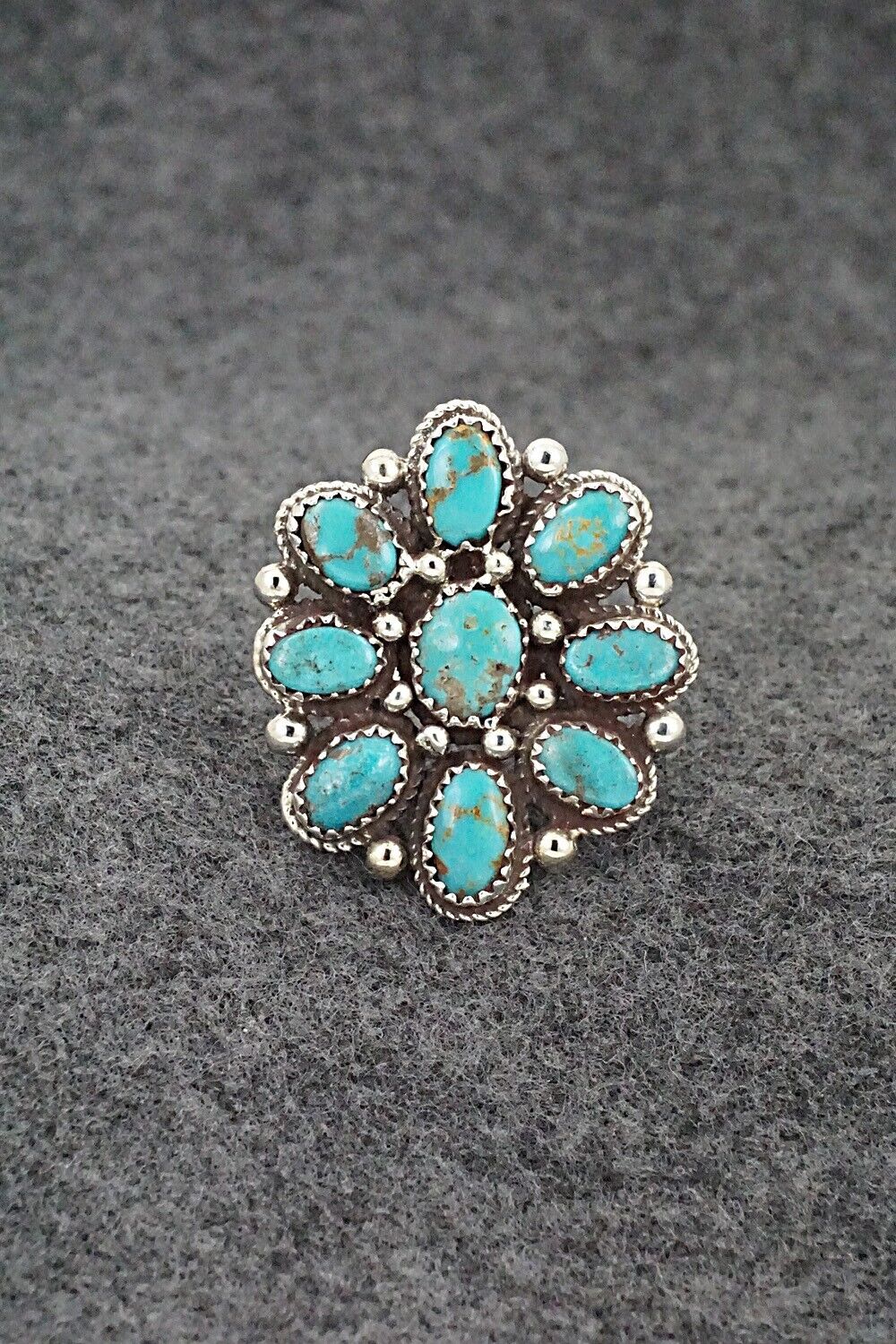 Turquoise & Sterling Silver Ring - Ernest Hawthorne - Size 8