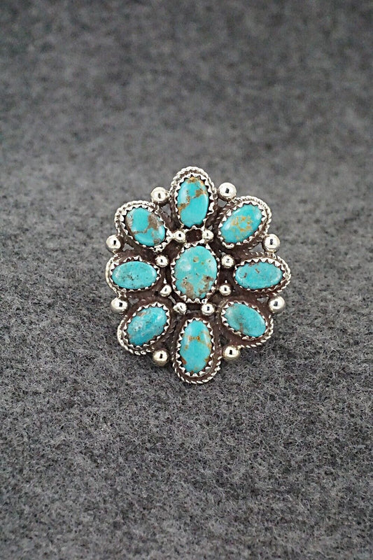 Turquoise & Sterling Silver Ring - Ernest Hawthorne - Size 8