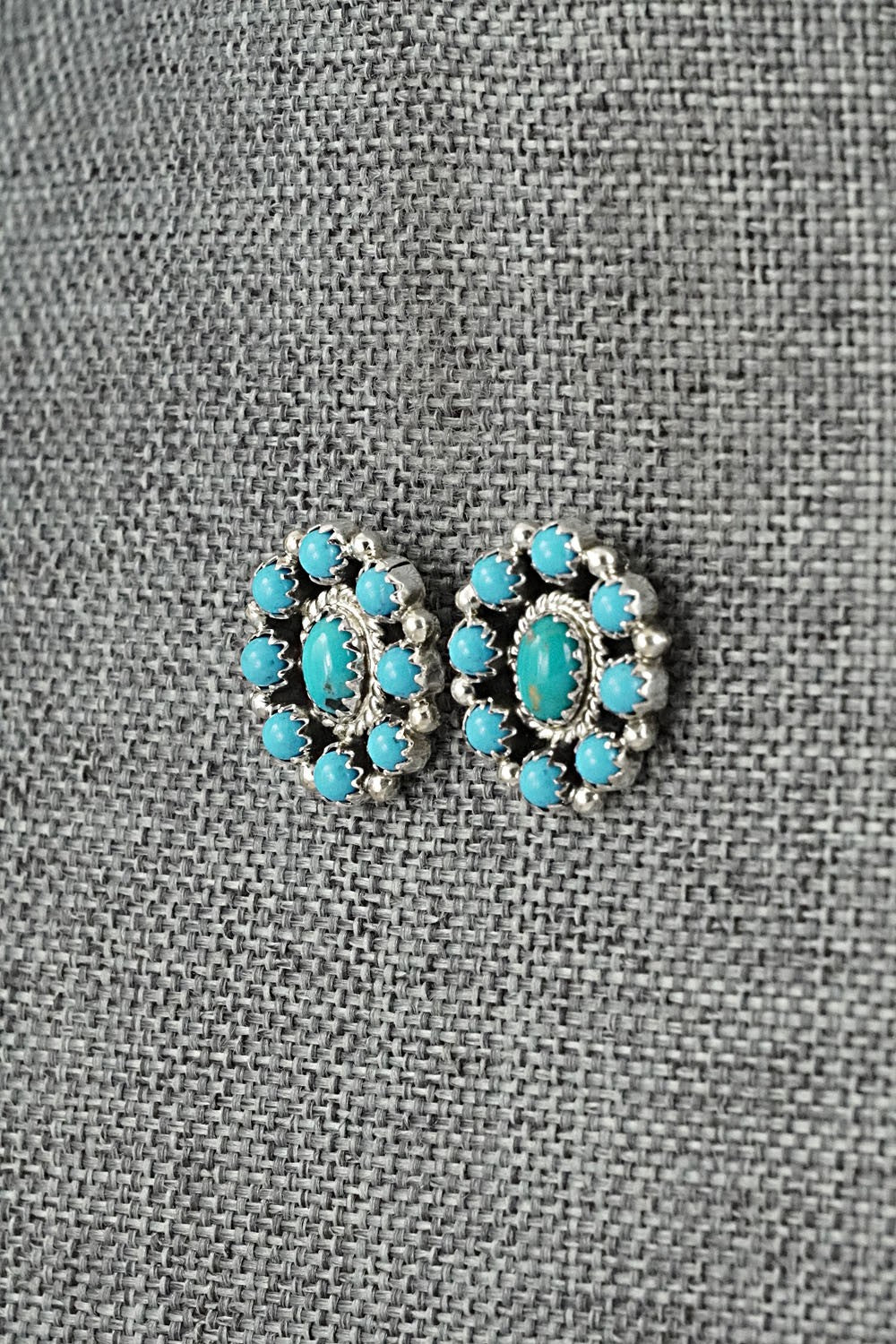 Turquoise & Sterling Silver Squash Blossom Set - Nate Curley
