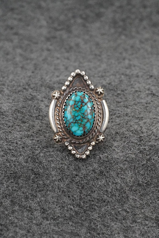 Turquoise & Sterling Silver Ring - Leslie Nez - Size 7.5