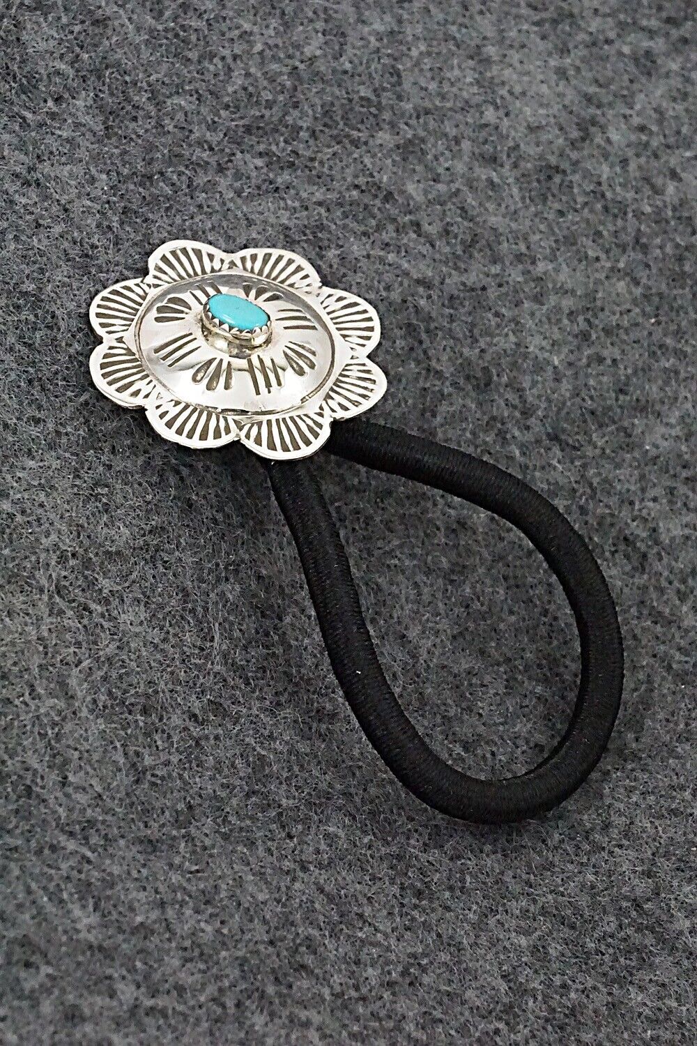 Turquoise & Sterling Silver Hair Tie - Bertha Begay