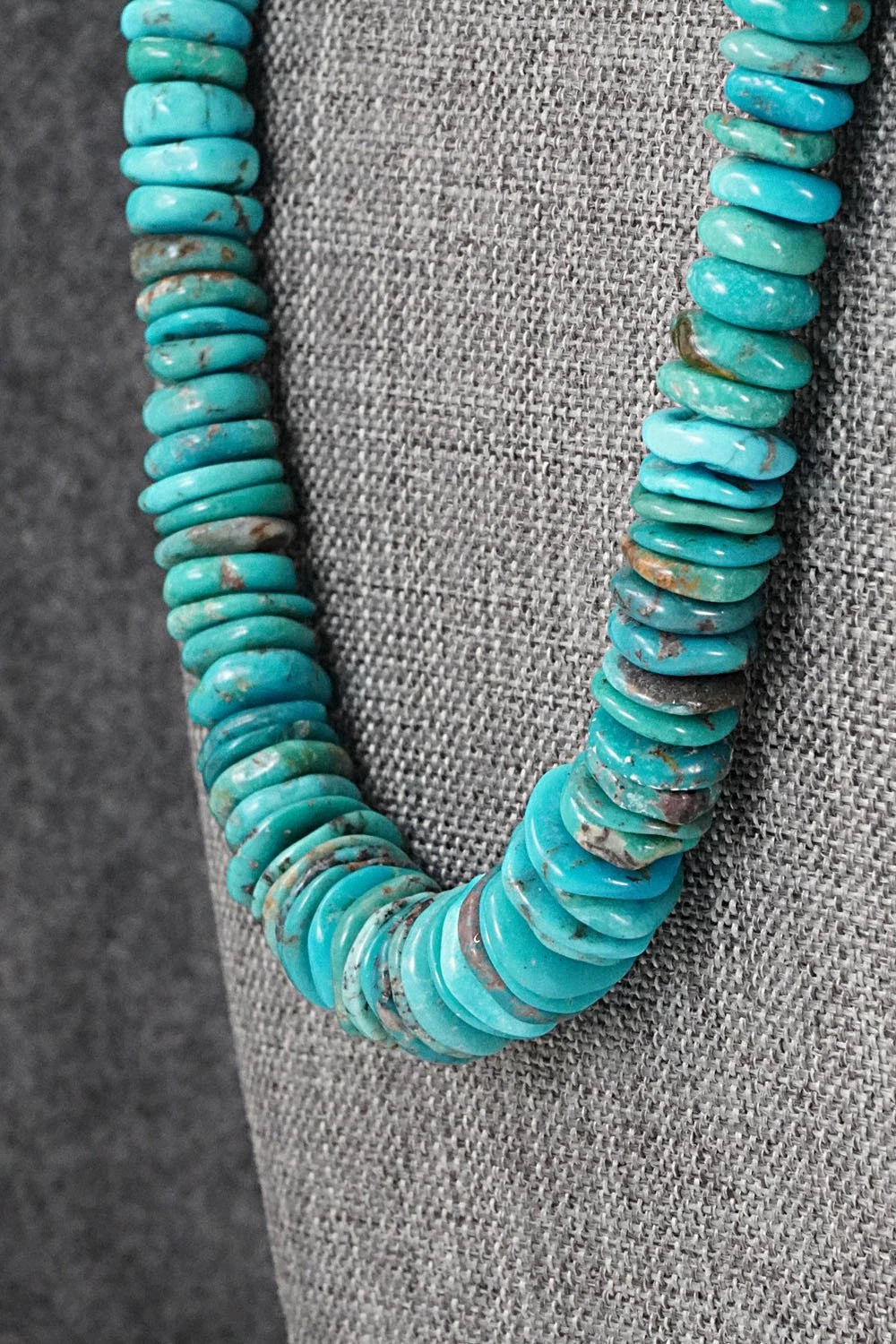 Turquoise & Sterling Silver Necklace 22" - Doreen Jake