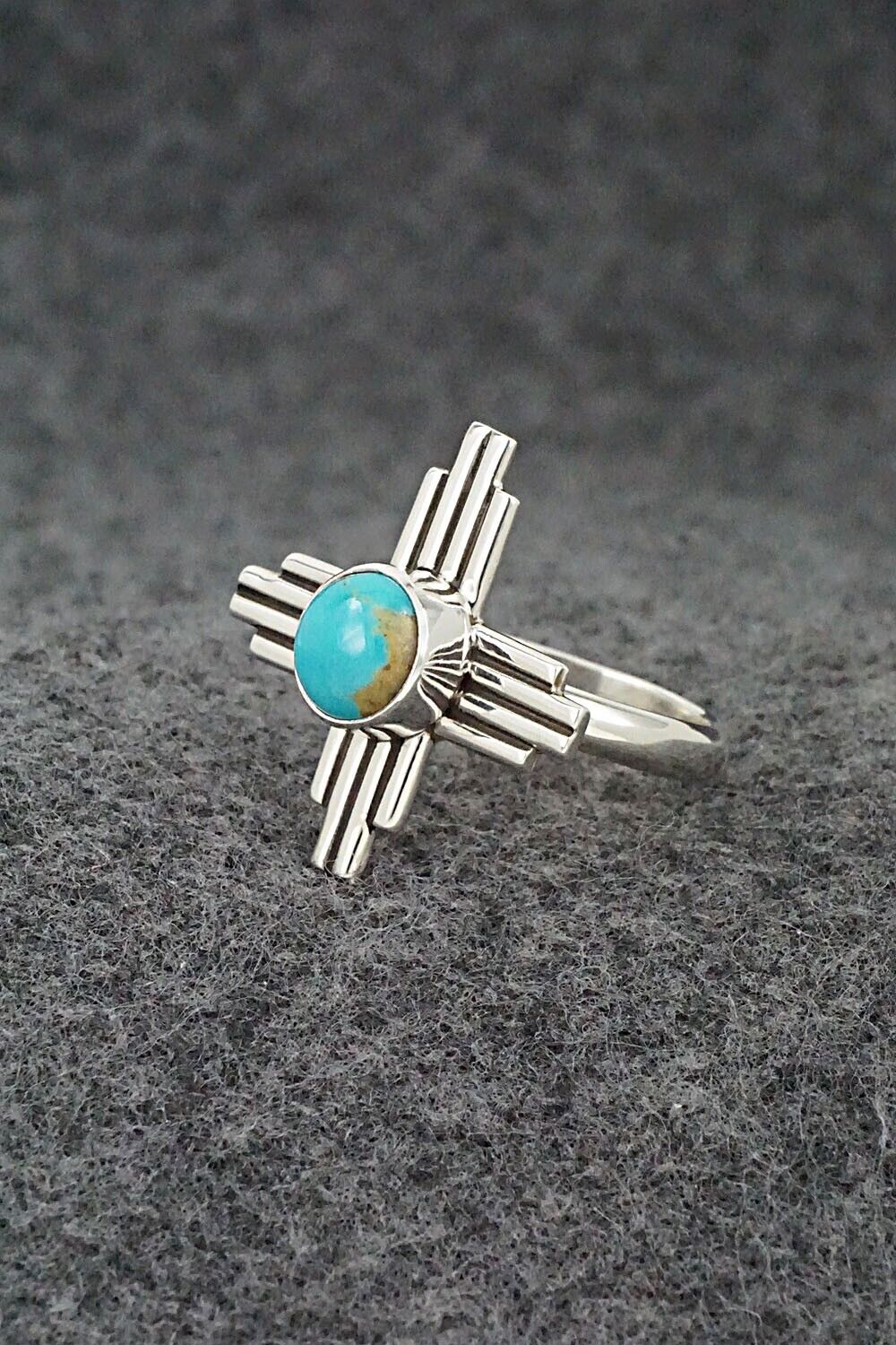 Turquoise and Sterling Silver Ring - Raymond Coriz - Size 8