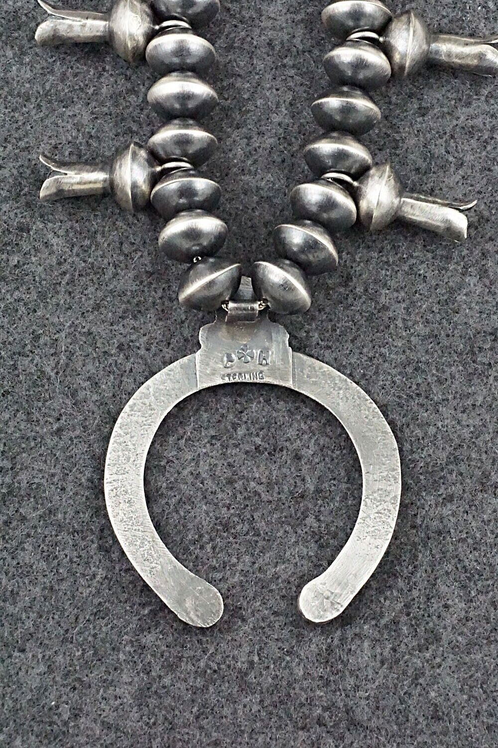Sterling Silver Navajo Pearl Squash Blossom Necklace - Presley Haley