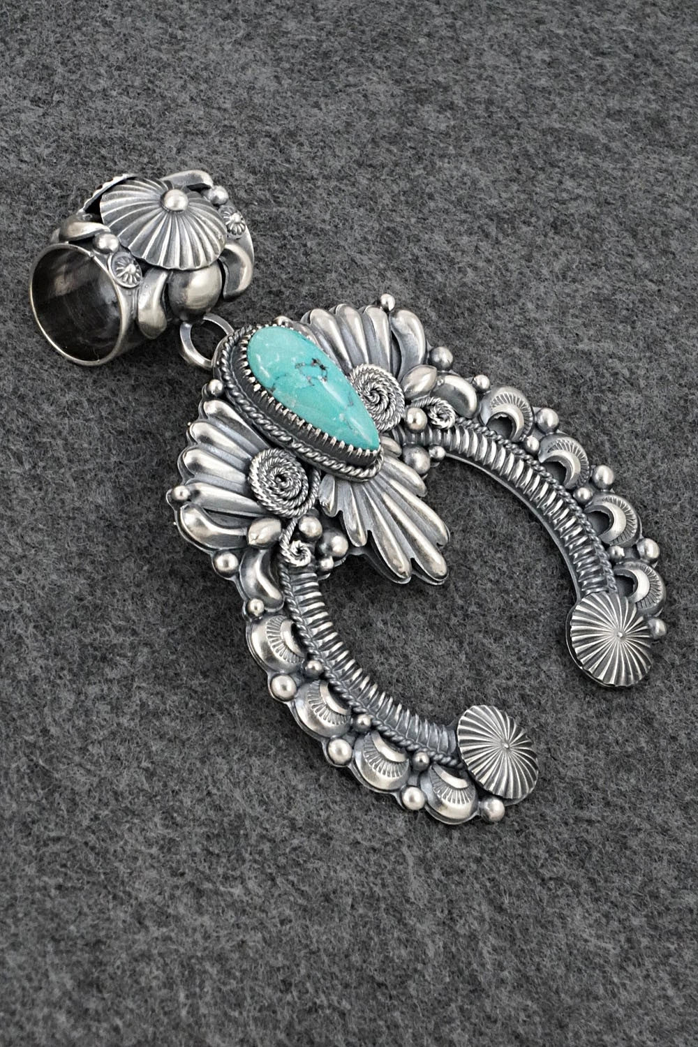 Turquoise & Sterling Silver Naja Pendant - Delbert Gordon