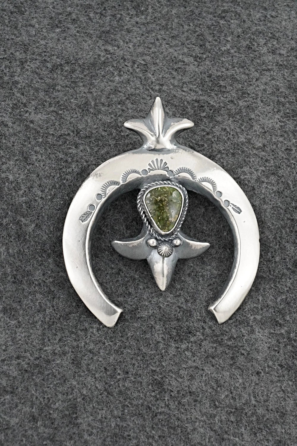 Turquoise & Sterling Silver Naja Pendant - Harrison Bitsue
