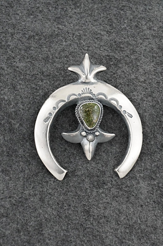 Turquoise & Sterling Silver Naja Pendant - Harrison Bitsue