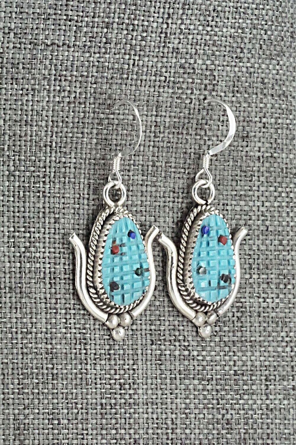 Turquoise & Sterling Silver Earrings - Tracy Bowekity