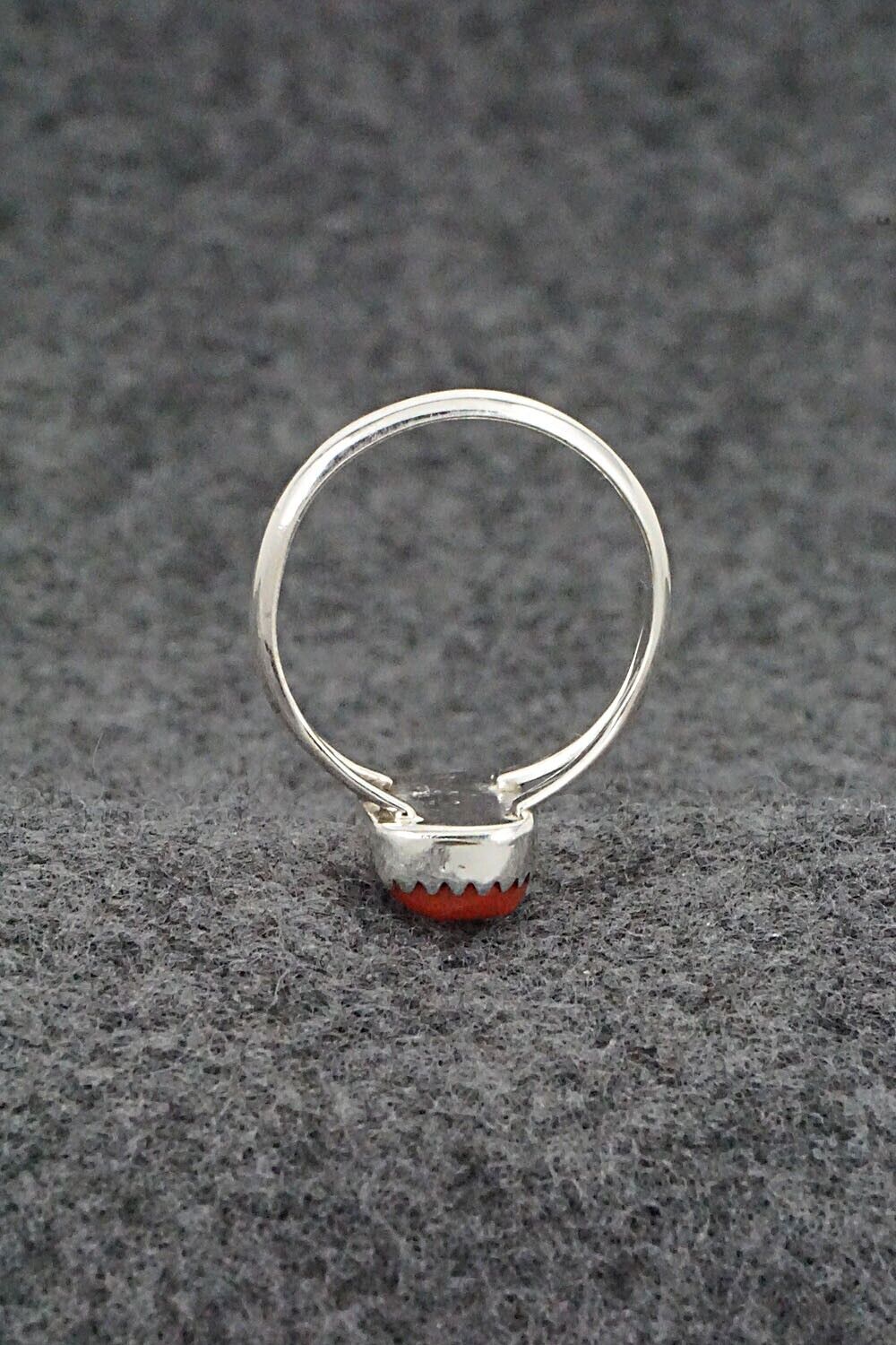 Coral & Sterling Silver Ring - Letricia Largo - Size 8.25