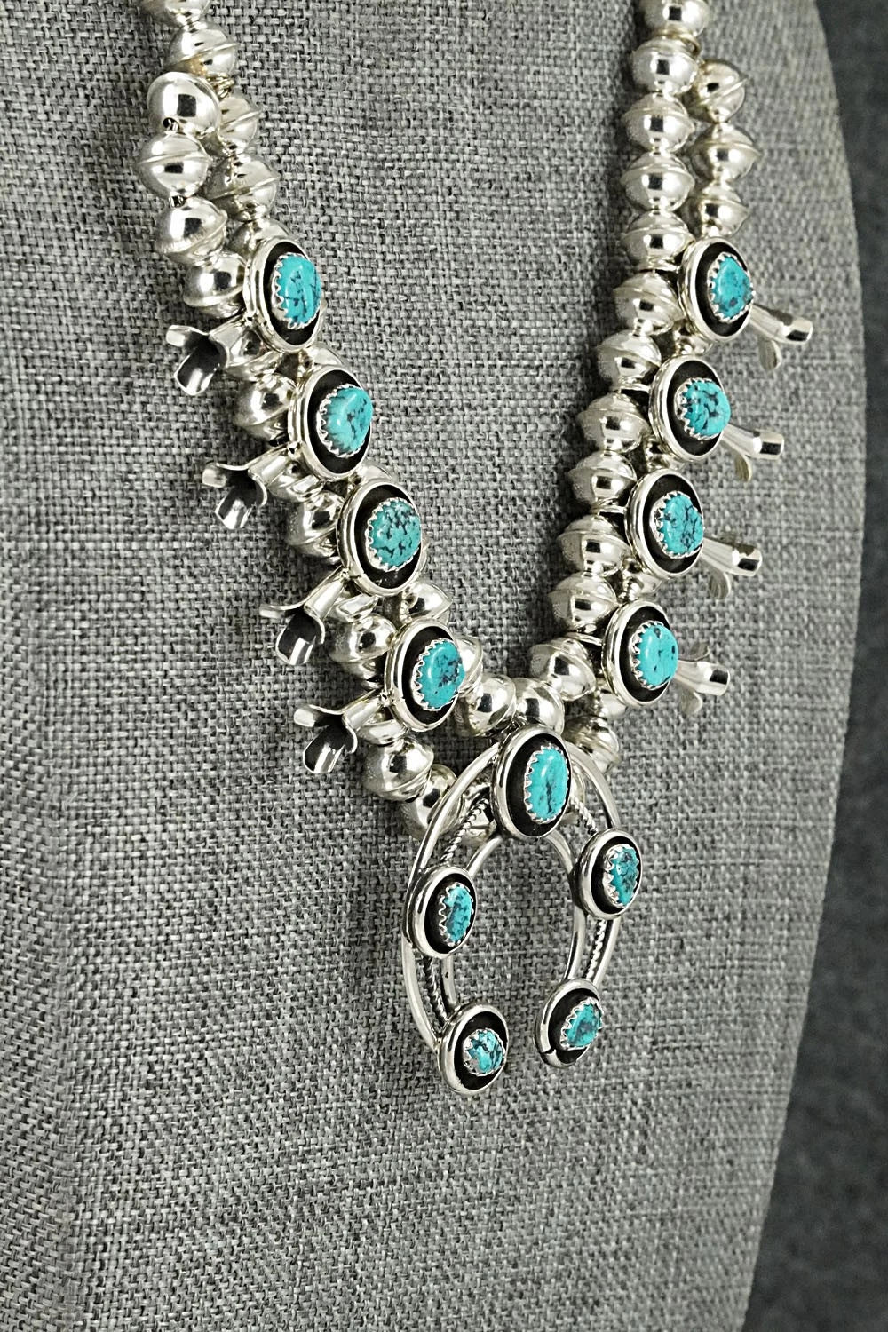 Turquoise & Sterling Silver Squash Blossom Set - Phil Garcia