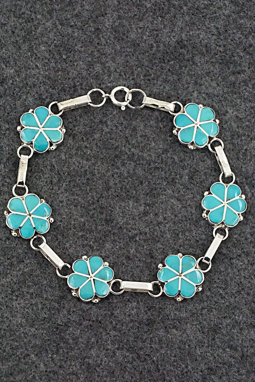 Turquoise & Sterling Silver Link Bracelet - Gina Dosedo