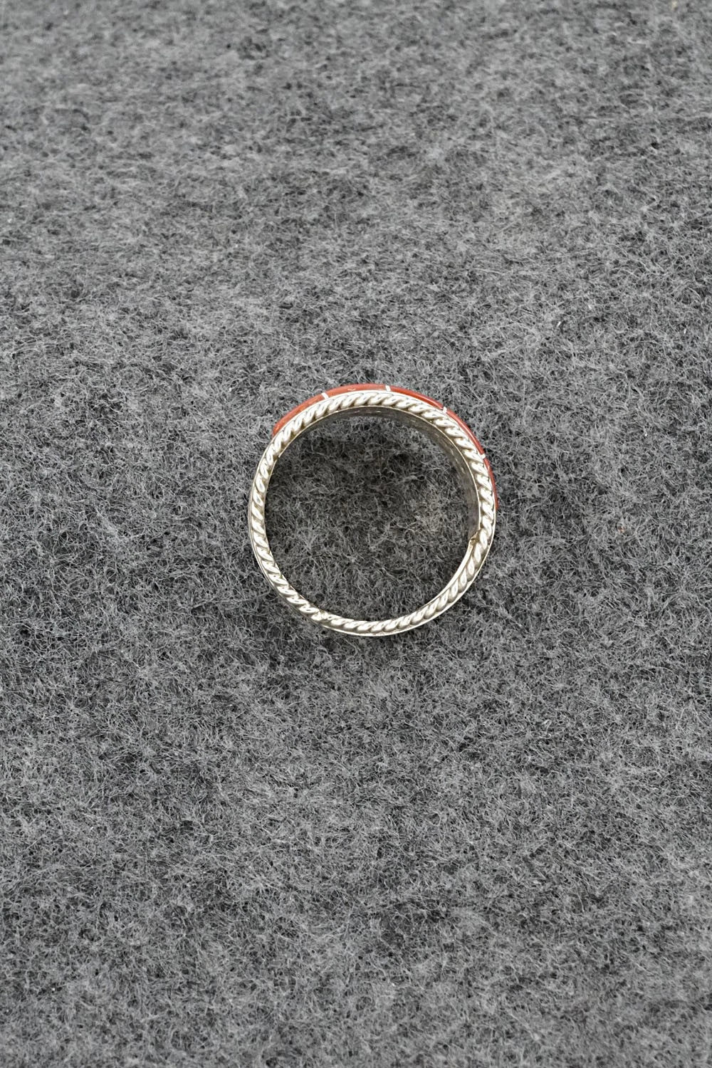 Coral and Sterling Silver Ring - Bruce Johnson - Size 6.75