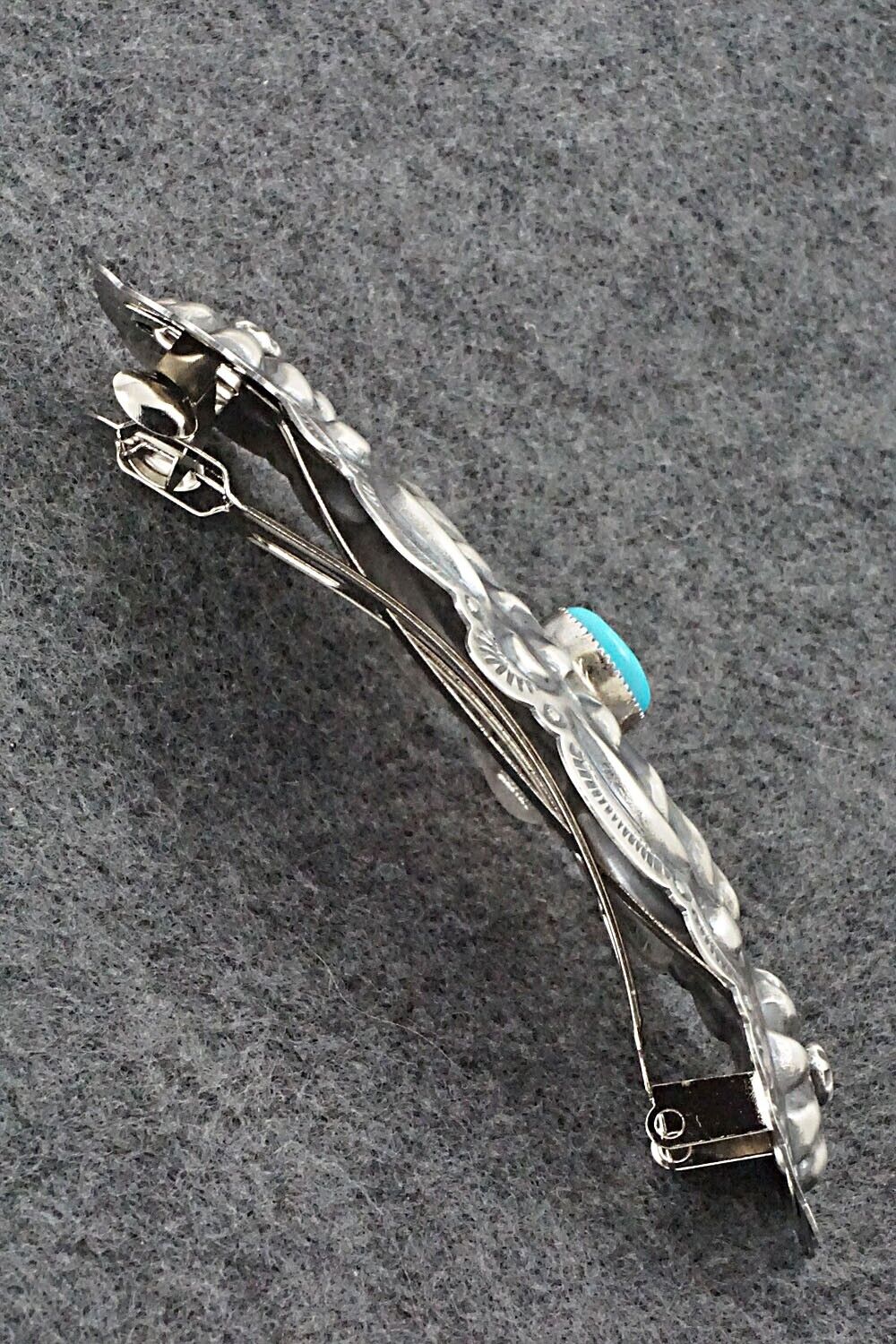 Turquoise & Sterling Silver Hair Barrette - Tim Yazzie