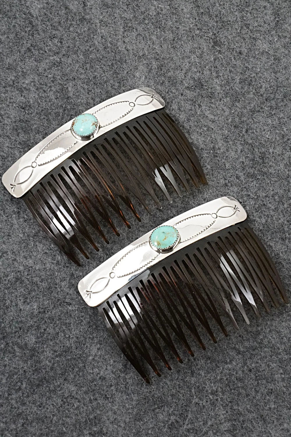 Turquoise & Sterling Silver Hair Combs - Jolene Begay