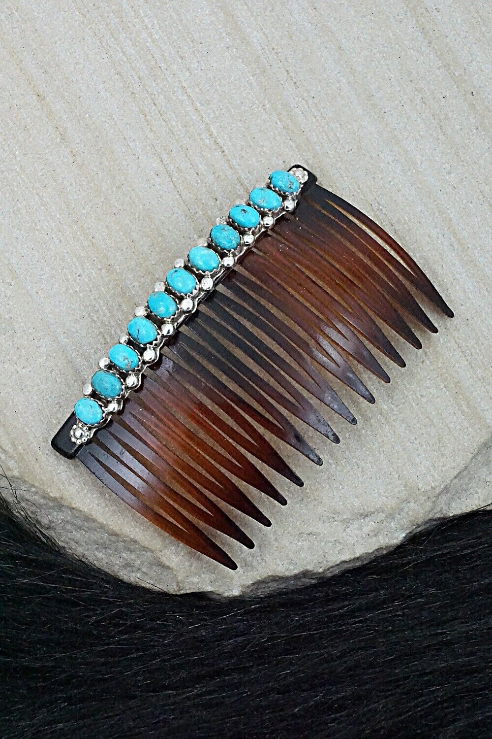 Turquoise & Sterling Silver Hair Combs - Martin Muskett