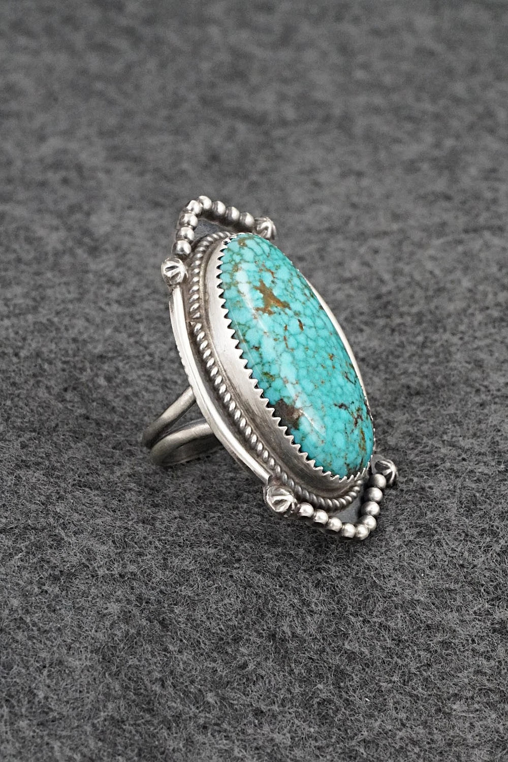 Turquoise & Sterling Silver Ring - Leslie Nez - Size 7