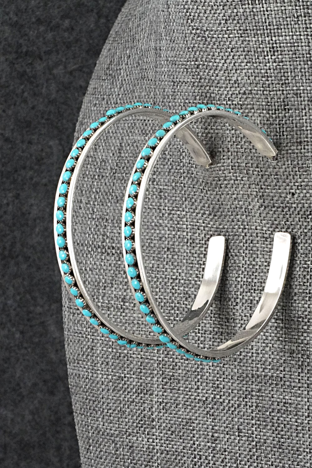 Turquoise & Sterling Silver Hoop Earrings - Lois Tzunie
