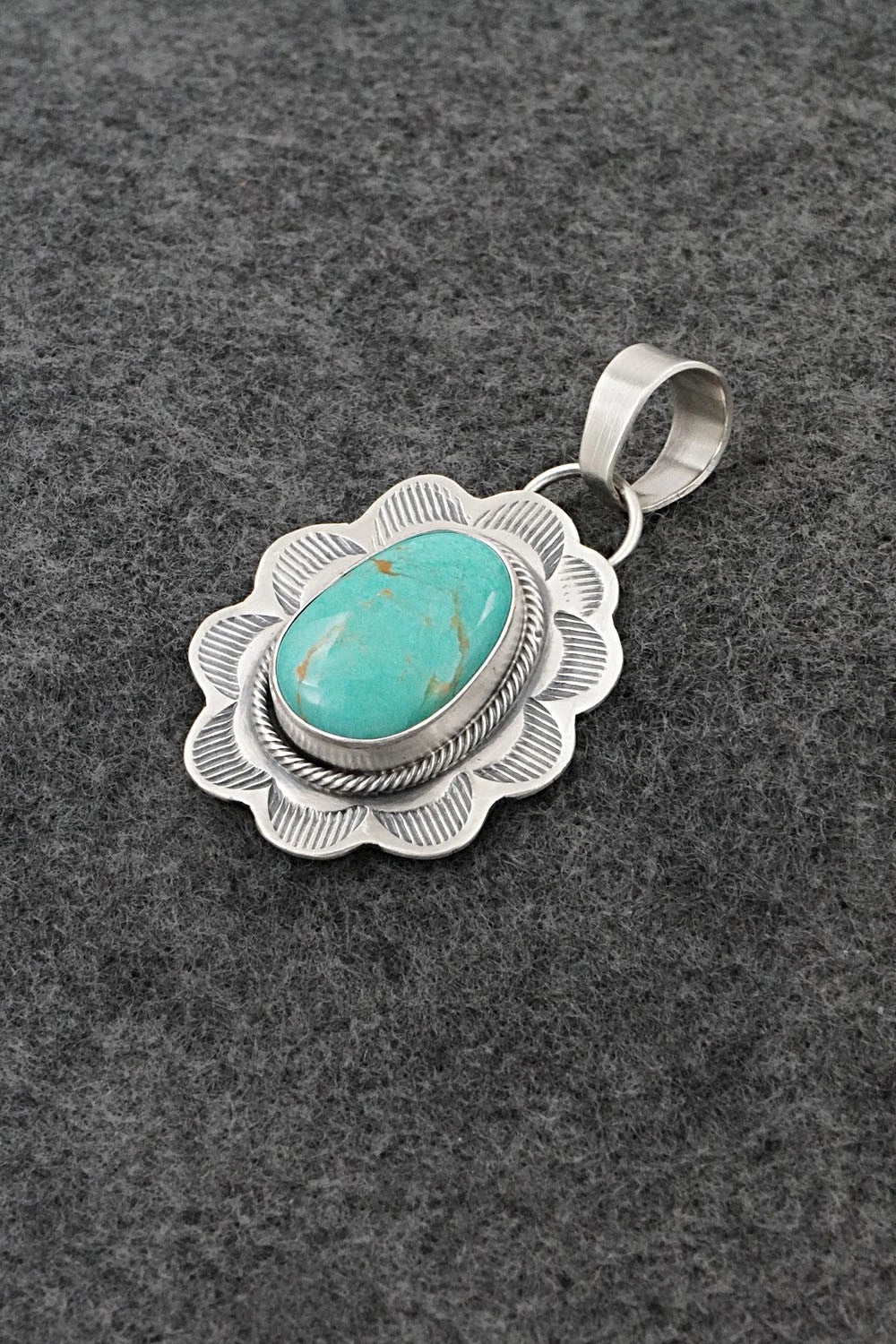 Turquoise & Sterling Silver Pendant - Cordell Platero