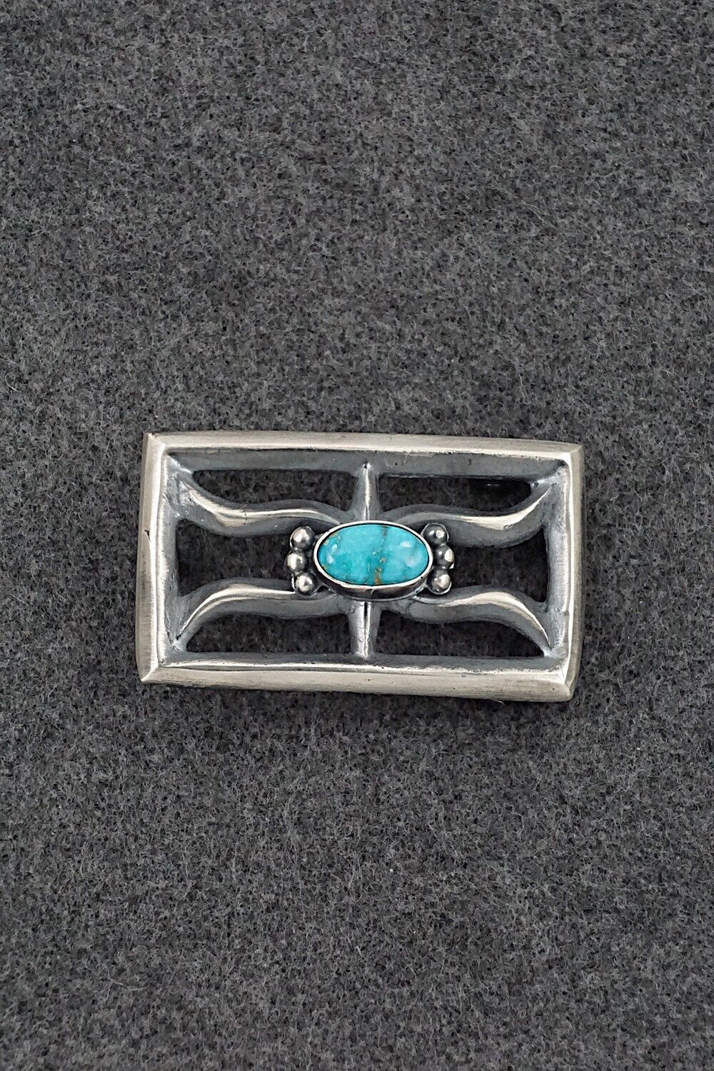 Turquoise & Sterling Silver Belt Buckle - Harrison Bitsue