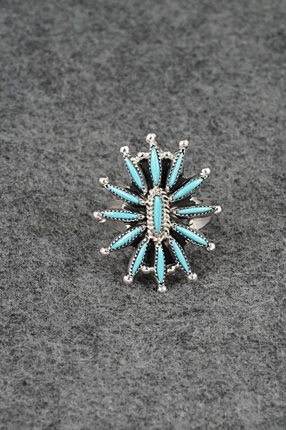Turquoise & Sterling Silver Squash Blossom Necklace Set - Gerald Etsate