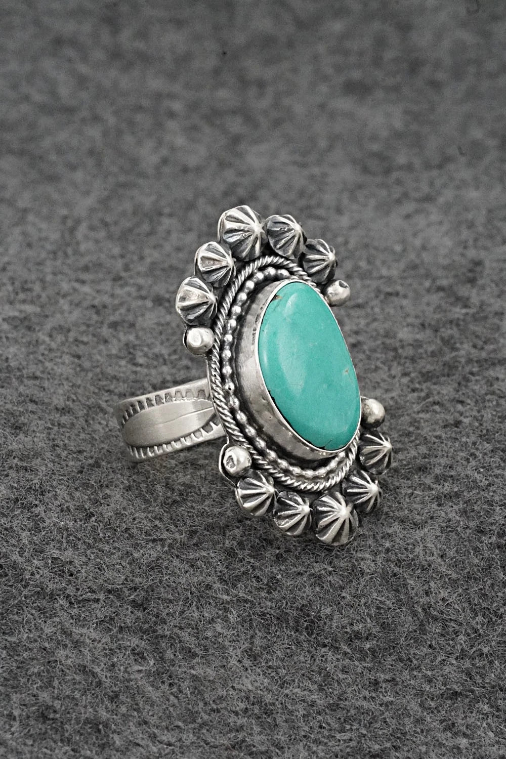 Turquoise & Sterling Silver Ring - Cordell Platero - Size Adjustable