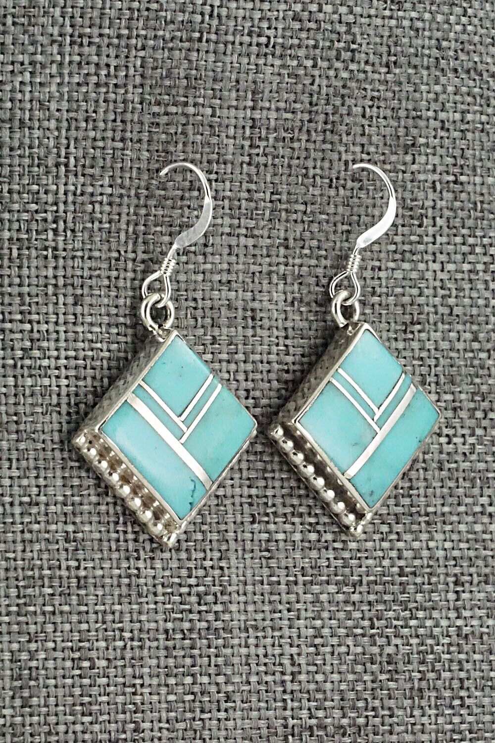Turquoise & Sterling Silver Inlay Earrings - James Manygoats