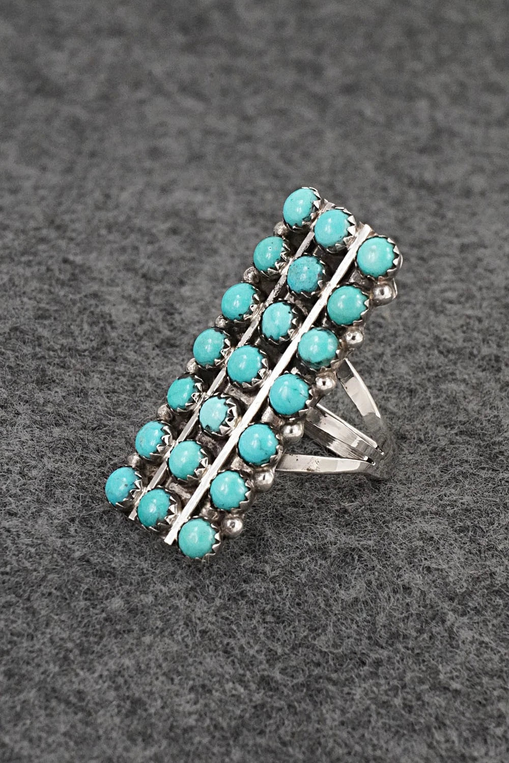 Turquoise & Sterling Silver Ring - Kenny Lonjose - Size 7.5