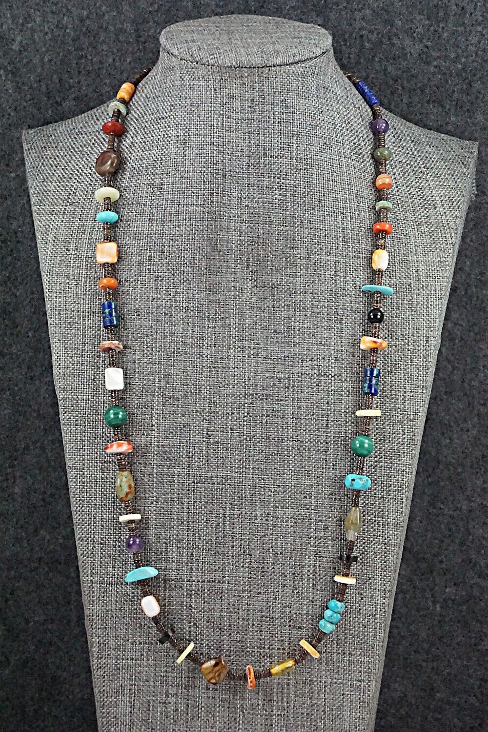 Multi-Stone & Sterling Silver Necklace 28" - Helen Tsosie